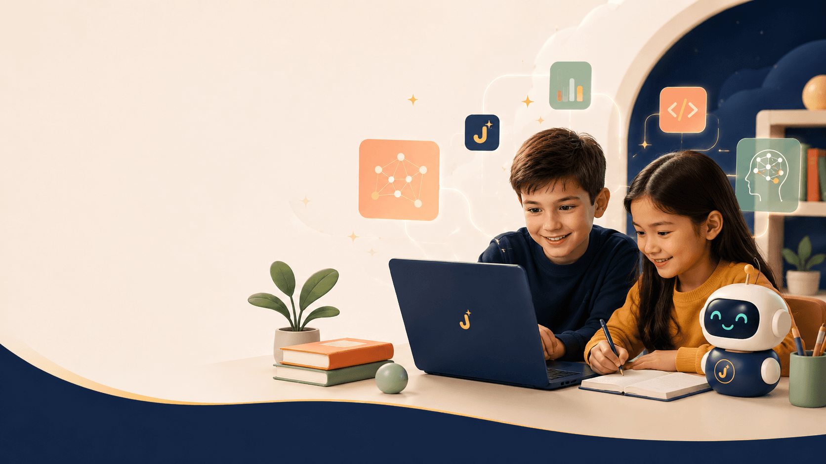 Students learning AI together on a laptop